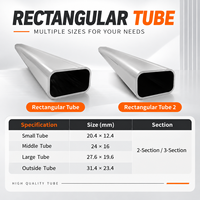 Poignée télescopique en alliage d'aluminium pour valise, tube carré 2/3 sections, tige de traction réglable pour accessoires de bagages