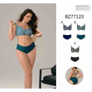 Costume da bagno bikini taglie forti con controllo pancia, modello conservativo BZ77123, colori assortiti - Product Image 1