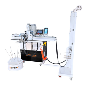 Machine à coudre industrielle automatique SOMAX SM-13BU pour l'épissage et la surpiqûre de bandes élastiques, alimentation et jonction entièrement automatiques pour l'habillement - Product Image 1