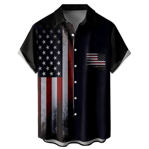 ハワイメンズ半袖シャツストリートカジュアルウェアアメリカのロゴハワイアンシャツビーチトップローカリゼーションパターン - Product Image 1