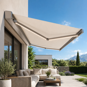 Vente directe d'usine, auvent de jardin en <span class=keywords><strong>toile</strong></span> polyester avec cadre en aluminium, auvent pliant à bras articulé, auvent de toit sur mesure - Product Image 1