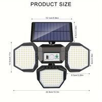 Lampe solaire murale réglable à 3 têtes avec télécommande, détecteur de mouvement PIR, 4500 mAh, pour jardin, sécurité extérieure, cour