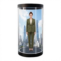 AWSTOUCH OEM Boîtier de projection holographique 3D cylindrique transparent avec interaction IA pour l'éducation, les expositions médicales, les musées et l'enseignement