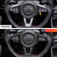 Untuk Mazda MX-5 Miata ND 2016-2025, Stiker Penutup Trim Bingkai Bawah Bezel Tombol Kontrol Setir Interior Serat Karbon Asli