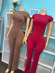 Nuova Tuta Sportiva Primaverile e Autunnale da Donna, Set Due Pezzi con Maglia a Maniche Corte e <span class=keywords><strong>Pantaloni</strong></span> <span class=keywords><strong>Lunghi</strong></span>, Completo da Allenamento - Product Image 3