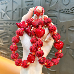 Mignon en plastique perle sac breloque sac à dos pendentif porte-clés mignon poupée perlée téléphone dragonne perle rouge chaîne <span class=keywords><strong>de</strong></span> téléphone portable - Product Image 1