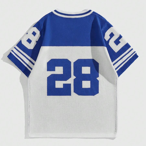 Jersey informal de punto de Jacquard para hombre con logotipo personalizado, camisetas de fútbol de manga corta de Hip Hop, suéter de moda con letras de invierno ODM - Product Image 6