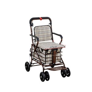Portable <b>Foldable</b> Shopping <b>Cart</b> For Seniors 4 Wheel PU Wheels 56x47x90cm Elderly Stroller With Seat And Basket - Product Image 5