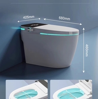 WC intelligent sans rebord en céramique de luxe avec chasse d'eau automatique, siège chauffant, séchage à l'air, télécommande incluse
