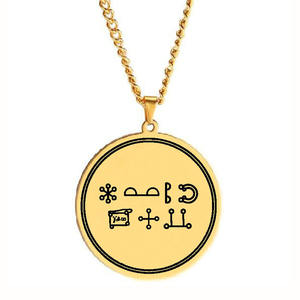 HLSS526 Set di esoterici sacri simboli scritti geometrici incisione Laser talismano amuleto in acciaio inox ciondolo <span class=keywords><strong>collana</strong></span> - Product Image 1