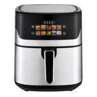 Friteuse à air électrique carrée moderne en acier inoxydable, contrôle tactile, sans huile, capacité 6,5 L, cuve amovible, économie d'énergie, pour hôtel