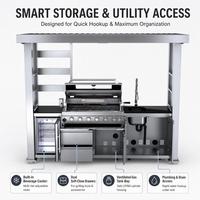 Cuisine extérieure en acier inoxydable 304 résistant aux intempéries avec abri, barbecue à gaz 6 brûleurs, îlot, réfrigérateur et évier pour jardin - Expédition depuis l'entrepôt américain