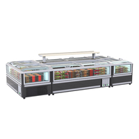 Vitrina Curva de Vidrio para Alimentos Congelados de Una Sola Unidad con Control Digital y Congelador Profundo