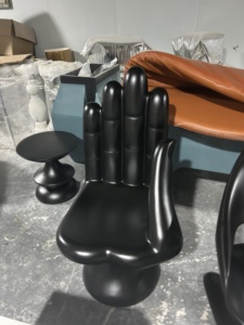 Silla Casual Nórdica Artística de Fibra de Vidrio con Forma de Palma, Respaldo Individual con Diseño de Mano de Buda, Mueble Decorativo Modelo 006 - Product Image 6