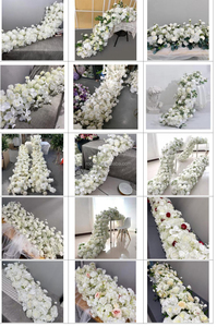Arco de Flores Rocan Blanco Beige, Camino de Flores para Bodas, Día de San Valentín, Fondo de Arco de Flores para Eventos - Product Image 5