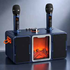Enceinte karaoké avec <span class=keywords><strong>2</strong></span> micros sans fil, enceinte portable Bluetooth avec lumière de cheminée, DSP Echo - Product Image 3