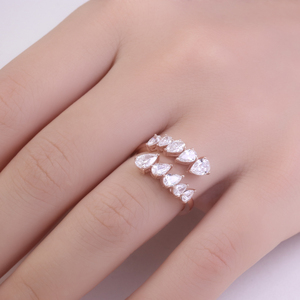 1.8ct hình Quả lê đám cưới ban nhạc cụm nhẫn độc đáo Lê phòng thí nghiệm kim cương ban nhạc phụ nữ xếp chồng NHẪN XINH XẮN LỜI HỨA Nhẫn 18 K đồ trang sức - Product Image 5