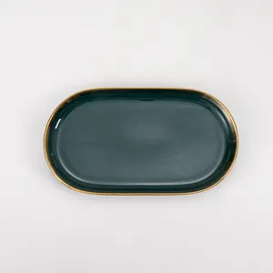 2023 Новая Роскошная зеленая посуда Керамические тарелки Наборы столовой посуды