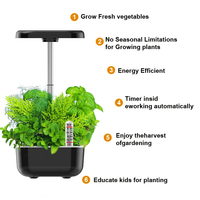 Jardinière hydroponique domestique avec 12 modules et éclairage LED à spectre spécifique, alimentation AC/DC pour la culture de plantes d'intérieur