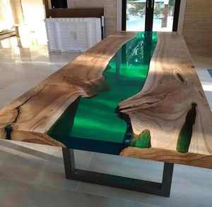 Tavolo da pranzo artigianale in resina epossidica di fiume con legno di Acacia naturale per 6 posti di alta qualità - Product Image 1