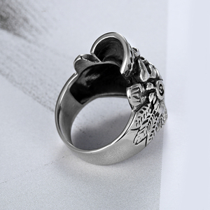 Anillo de Calavera <span class=keywords><strong>Punk</strong></span> Gótico para Hombre y Mujer, Joyería de Motociclista Hecha a Mano, Acero Inoxidable, Estilo <span class=keywords><strong>Retro</strong></span> Americano, Jefe de los Guerreros - Product Image 5