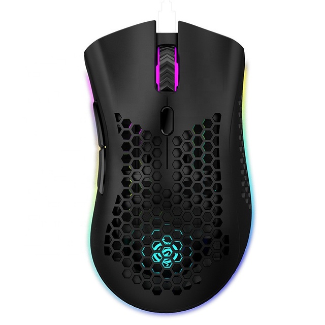 Wholesale RGB Gaming Wireless Mouse BM600 Rechargeable Ergonomic Design LED Backlight Mini Honeycomb Optical Game Mice