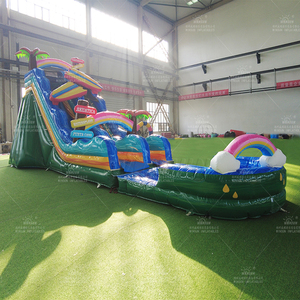 WINSUN Commercial Tropical Themed Inflatable Water Slide with Pool Palm <b>Tree</b> Rainbow Design for Summer Parties Backyard Events - Product Image 3