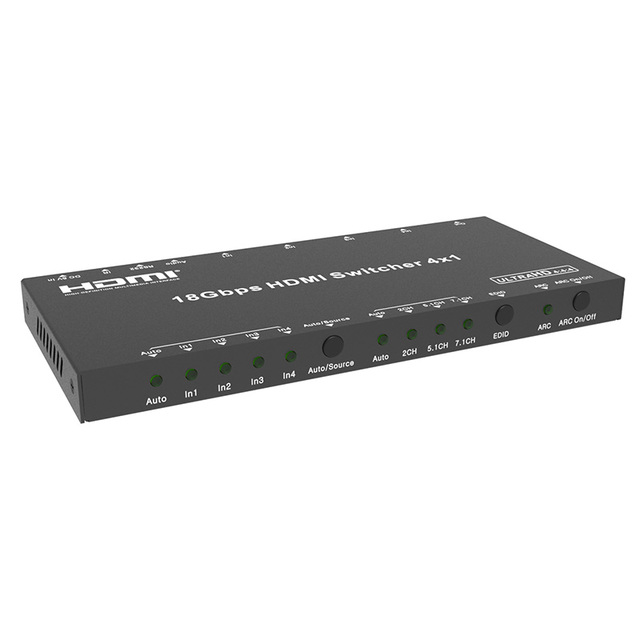 4K 60Hz 18G 4x1 HDMI Switcher Supports HDTV EDID ARC Audio De-embedding