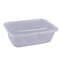 Boîte à lunch rectangulaire jetable transparente épaissie avec couvercle, compatible micro-ondes, en plastique, pour plats à emporter et restauration rapide, usage commercial