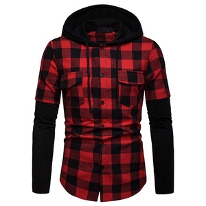 <span class=keywords><strong>Camicia</strong></span> di Flanella <span class=keywords><strong>a</strong></span> <span class=keywords><strong>Quadri</strong></span> <span class=keywords><strong>Rossa</strong></span> e Nera con Cappuccio, Slim Fit, in Misto Cotone, Manica Lunga, Casual da Uomo, Vendita all'Ingrosso 2022 - Product Image 1