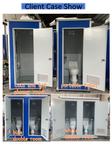 Cabina de Ducha Individual o Doble en Blanco, Azul y Gris, Baño Público Prefabricado para Exteriores, Casa Móvil, Inodoro Portátil - Product Image 6