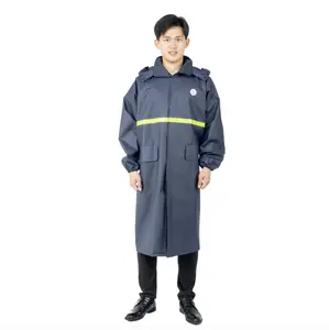 Reflective Waterproof Clothing Three-layer Placket External Pockets With Hats Raincoats Long Raincoat Poncho