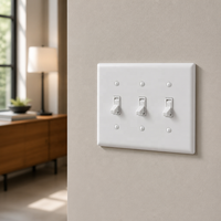 BAREP Plaque murale décorative pour interrupteur à 3 boutons, certifiée CETLus, en polycarbonate incassable, pour interrupteur à bascule, blanche