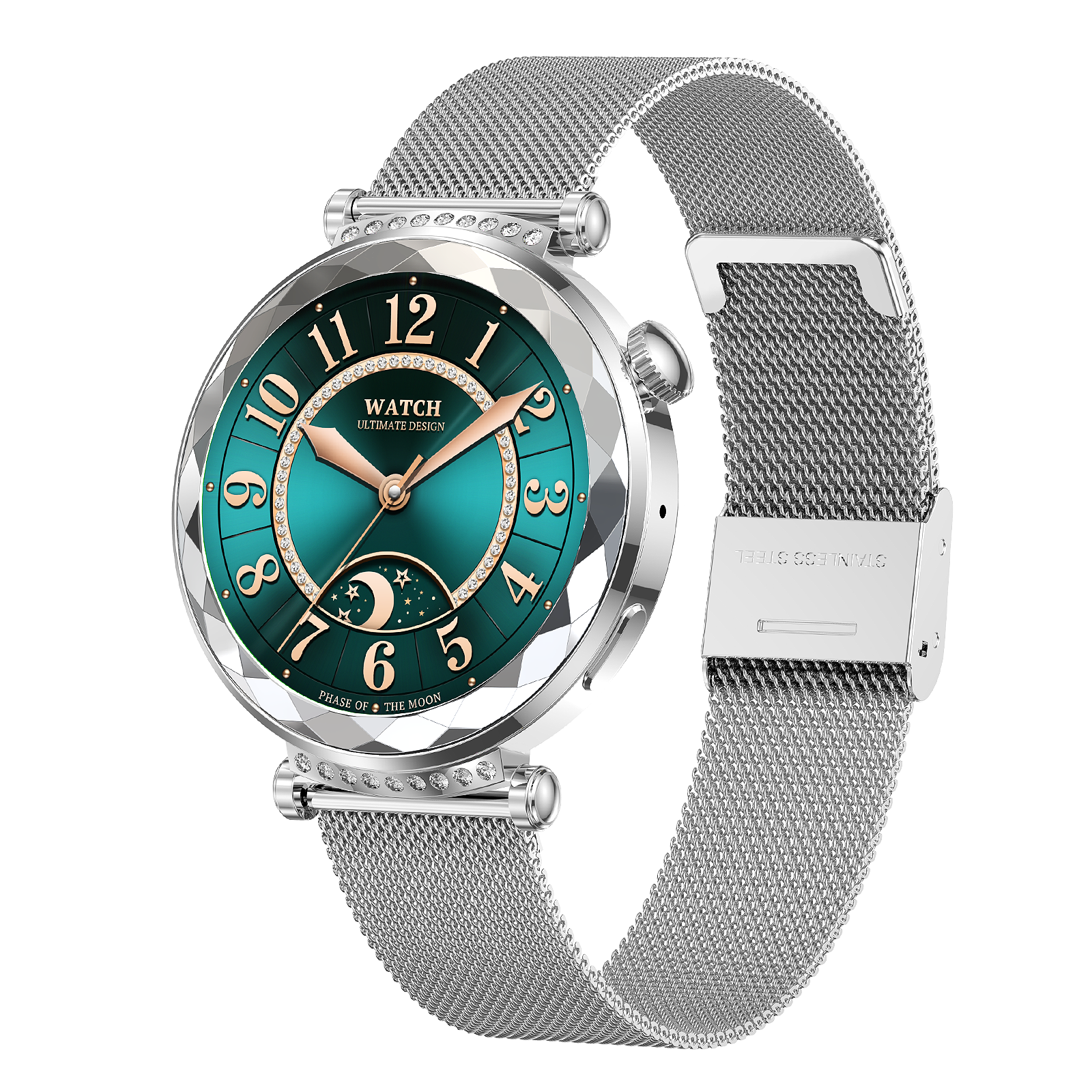 Silver with steel strap