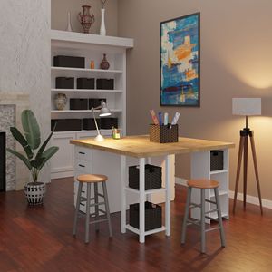 Db huxton 2-Piece truy cập Phân 24 \ "màu xám & gỗ tếch ghế ăn - Product Image 3