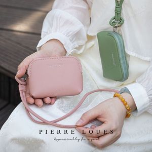 Pierre Loues Mini Coin <b>Purse</b> <b>Pink</b> Solid Color Neckband Wallet For Everyday Use - Product Image 2