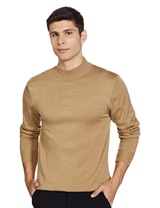 <b>Men's</b> Acrylic Anti-Wrinkle Anti-shrink Autumn Pullover Sweater Zipper Closure Front Logo Embossed Cable Knit <b>Turtle</b> <b>Neck</b> - Product Image 1