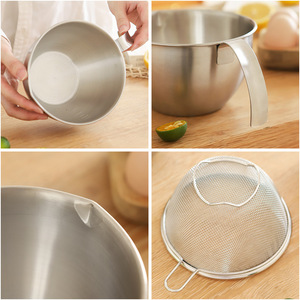 Taza Mezcladora Mini de Acero Inoxidable para el Hogar con Asa <span class=keywords><strong>CY</strong></span>, Taza de Cocina de Pequeña Capacidad, Tazón para Preparación de Alimentos - Product Image 4