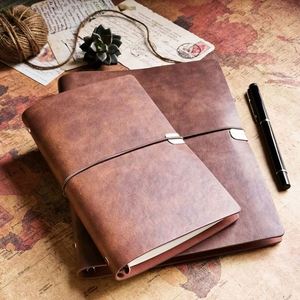 Vintage Band A5 Leather Loose-leaf Notepad <b>Journal</b> Blank Stamped Handbook - Product Image 4