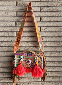 Orange Colour Bohemian Style Ethnic Banjara Cotton Clutch Bag with Button Closure-Lightweight Foldable for Women Daily Use - Product Image 5