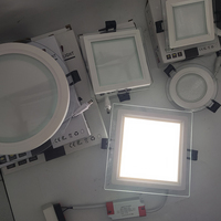 Plafonnier LED en verre SMD moderne 6W 9W 12W 18W 30W, nouveau design encastré carré ou rond à 3 couleurs avec corps en aluminium