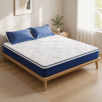Matelas compressible enroulable avec bordure bleue et ressorts hybrides