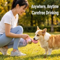 Bouteille d'eau portable pliable et isolante 2-en-1 pour chien et chat, en plastique plat, écologique, étanche IPX8, vente en gros d'usine