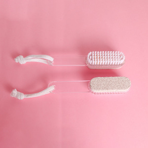 Cepillo de baño con cerdas y piedra pómez, mango largo, herramienta exfoliante para ducha y masaje, 16x3x3,5 cm - Product Image 1