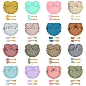 Plats en silicone Plato <span class=keywords><strong>Bebe</strong></span> pour bébé, vaisselle de sevrage en silicone pour nouveau-né, ensemble pour nourrir les enfants, couverts en silicone - Product Image 4