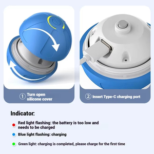 ของเล่นแมวแบบอินเทอร์แอคทีฟ360 ° ลูกบอลอัจฉริยะสำหรับสุนัขทำงานอัตโนมัติพร้อมที่ชาร์จ USB