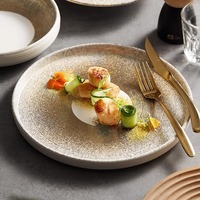 Vaisselle en céramique de luxe rétro pour la restauration, assiettes pour steak et dessert, vente en gros