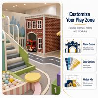 Aire de jeux intérieure à vendre : Ville de jeu de rôle avec maisonnette en bois et scène de rue pour projet de centre de jeux pour enfants (FEC)