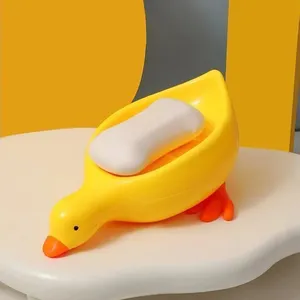 Porte-savon en forme de canard mignon, plateau de drainage en plastique, support auto-drainant, support de rangement multifonctionnel, accessoires de salle de bain, 1 pièce - Product Image 6