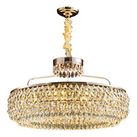 Vente en gros d'éclairage suspendu moderne de luxe en or lustre rond en cristal de décoration d'intérieur plafonnier